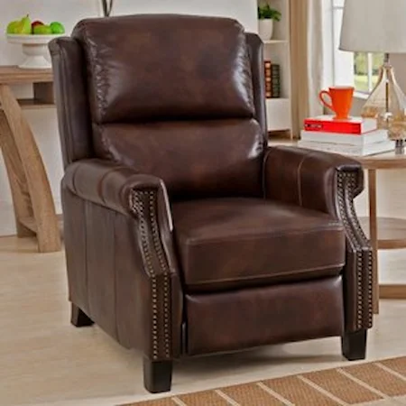 Traditional Push Back Recliner with Nailhead Trim